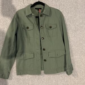 Talbots Button Front Lace Back Jacket Green Small
